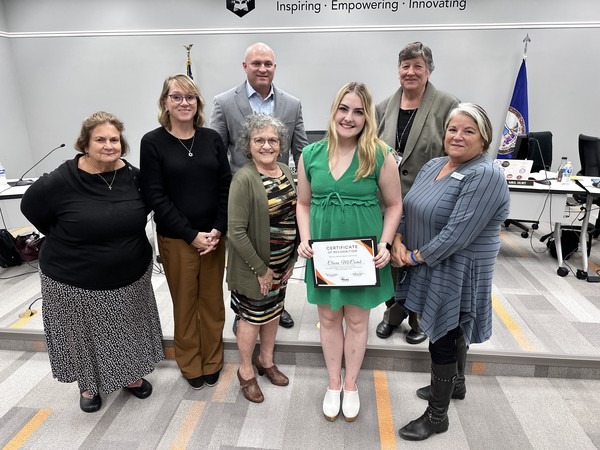 Clara McComb with School Board Members