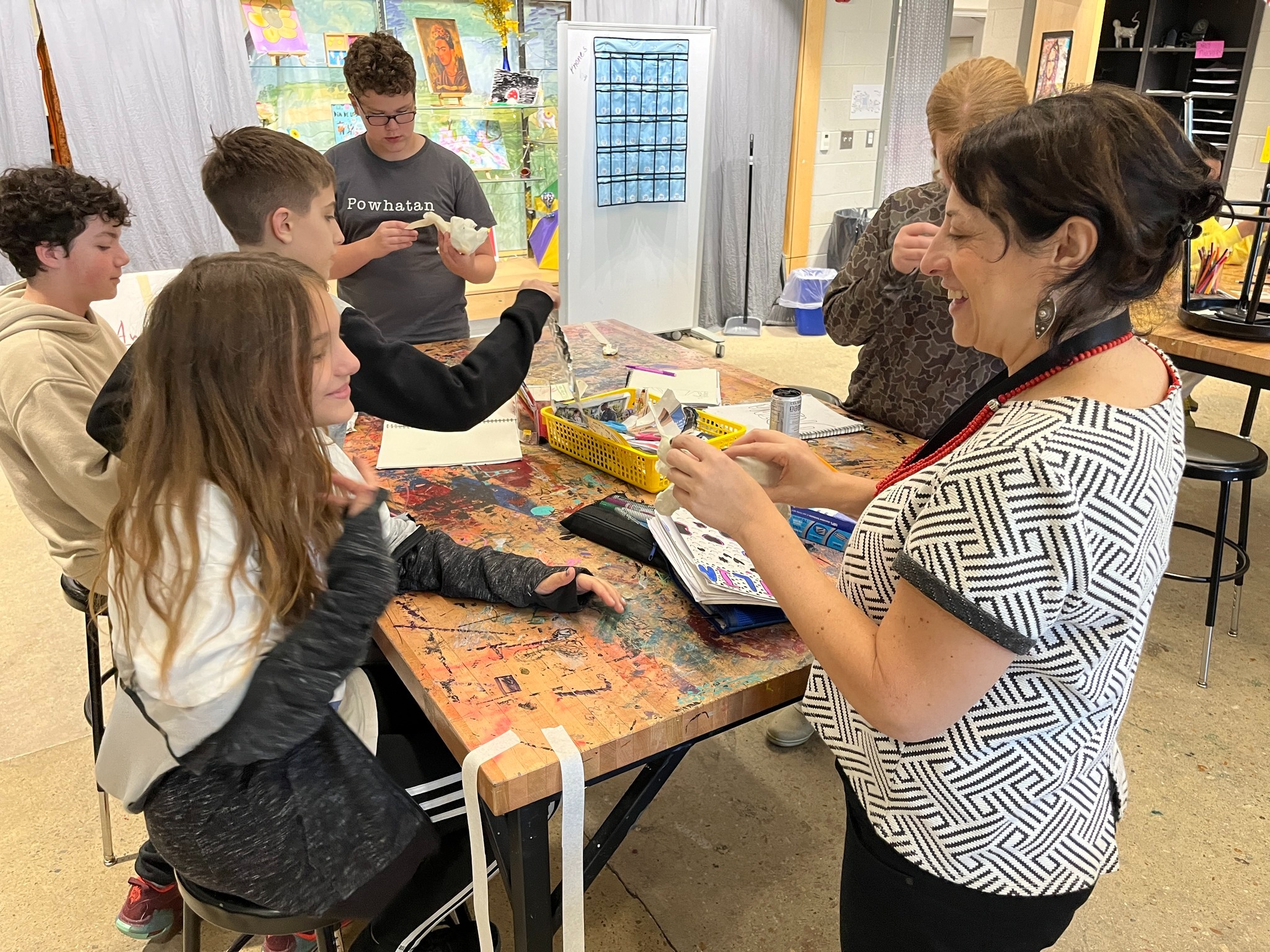 Powhatan Middle School Art Class - making Alebrijes