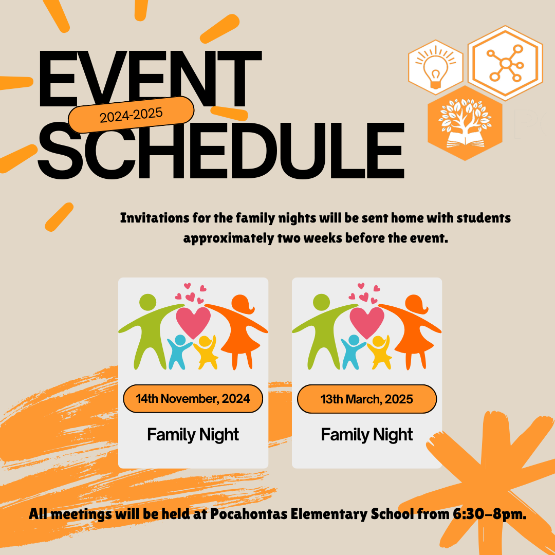 event schedule with family graphic