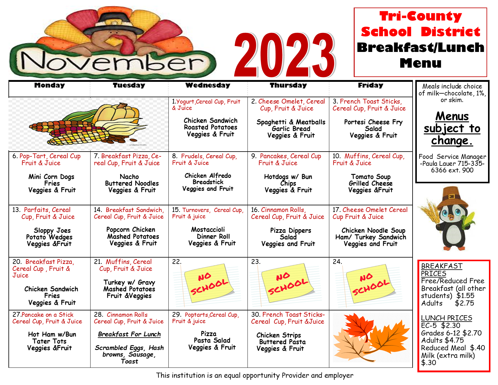 Food Service TriCounty Area School District