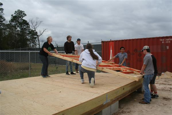 The first tiny house being built