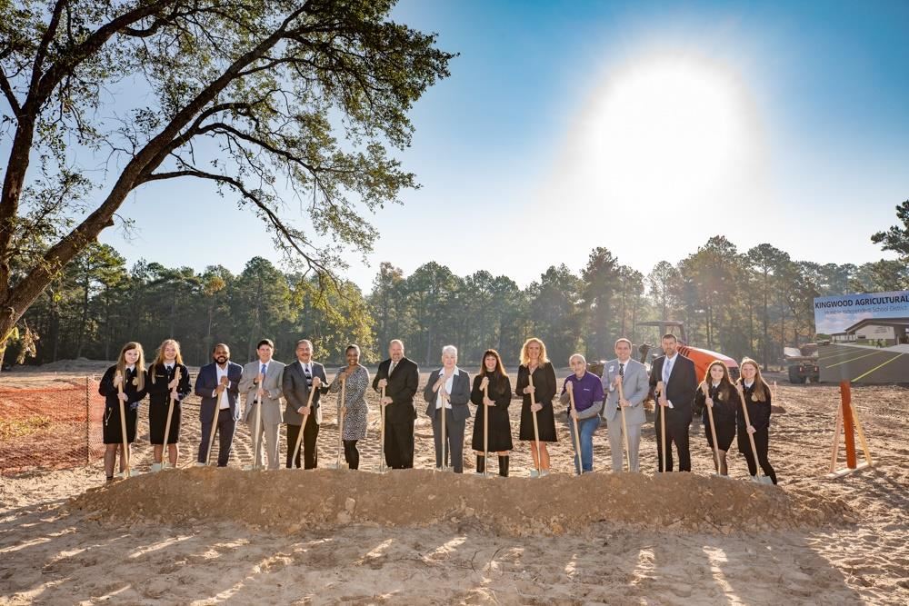 Pictured at the North Agricultural Science Center construction site are (from left): Reagan DeSpain, KHS FFA Chapter President; Josie Johnston, KHS FFA Student Advisor; Steven Hadley, Executive Director of Construction; Dr. Roger Brown, Deputy Superintendent; Nolan Correa, Associate Superintendent of Operational Support Services; Martina Lemond Dixon, School Board Vice President; Robert Sitton, School Board President; Nancy Morrison, School Board Trustee; Dr. Elizabeth Fagen, Superintendent; Lori Twomey, School Board Parliamentarian; Robert Scarfo, School Board Secretary; Larkin Le Sueur, Career and Technical Education Director; Terry Perkins, Deputy Superintendent; Katelyn Spangler, KPHS FFA Chapter President; Mackenzie Terrell, KPHS FFA Chapter Vice President.