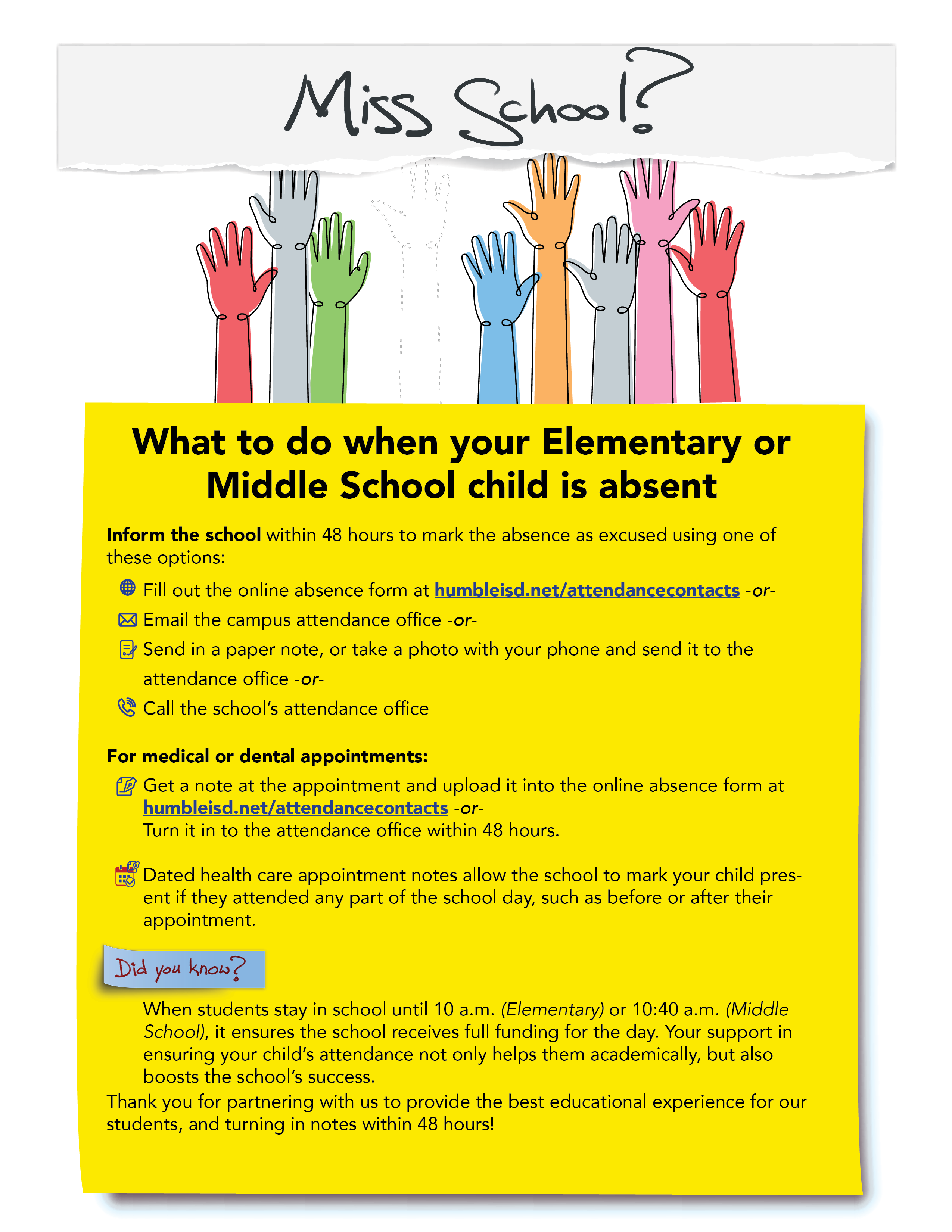 Elementary & Middle School Attendance Flyer