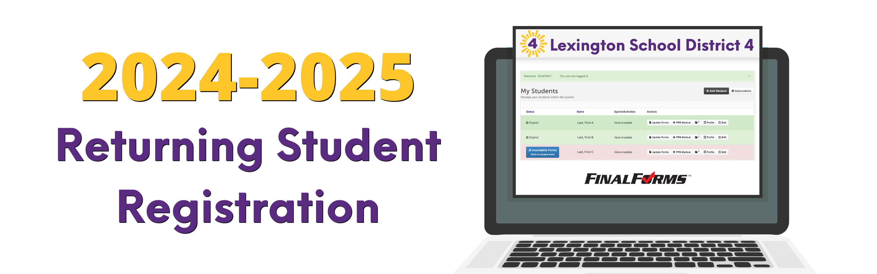 2024-25 Returning Student Registration now uses FinalForms!