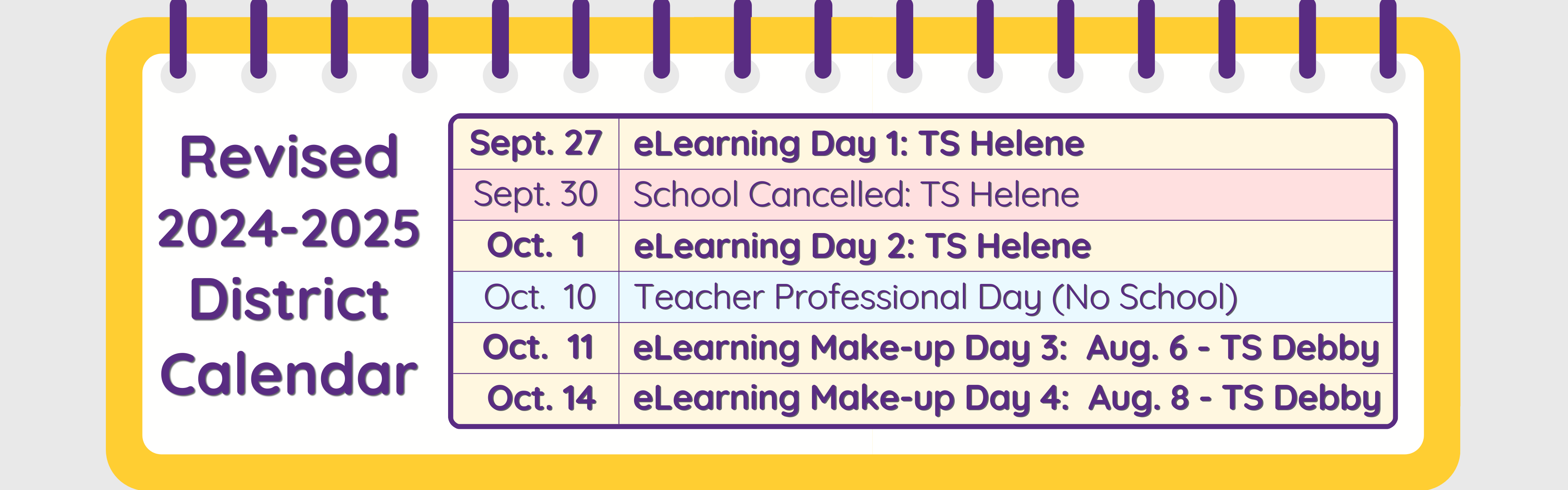 Revised District Calendar