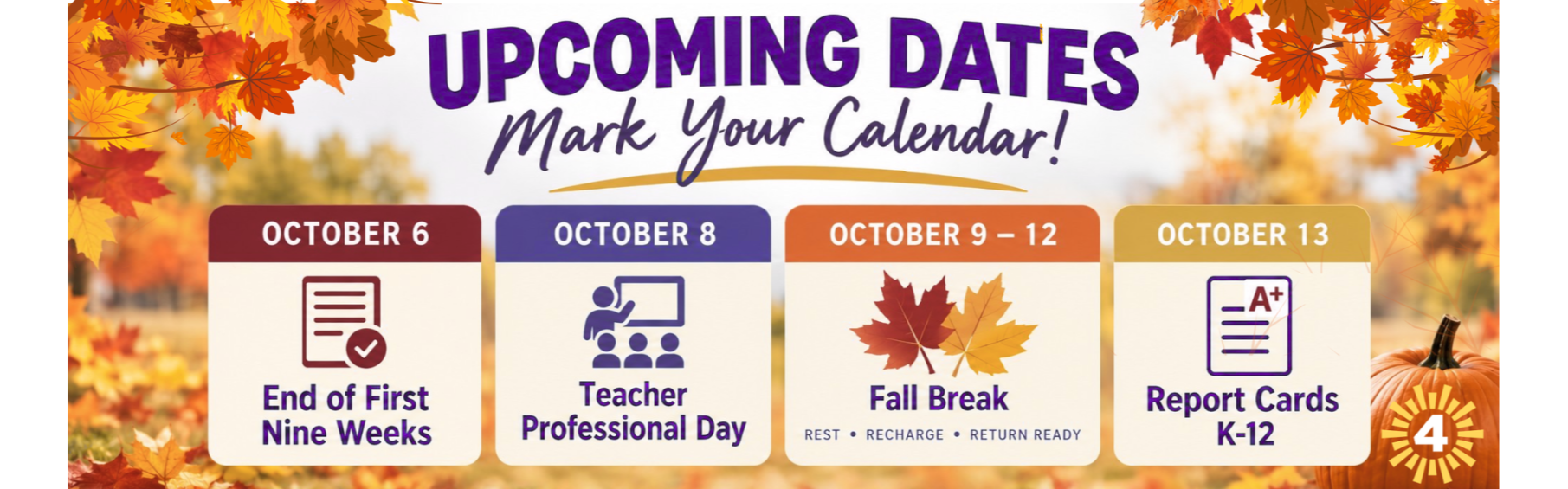Upcoming Important Dates