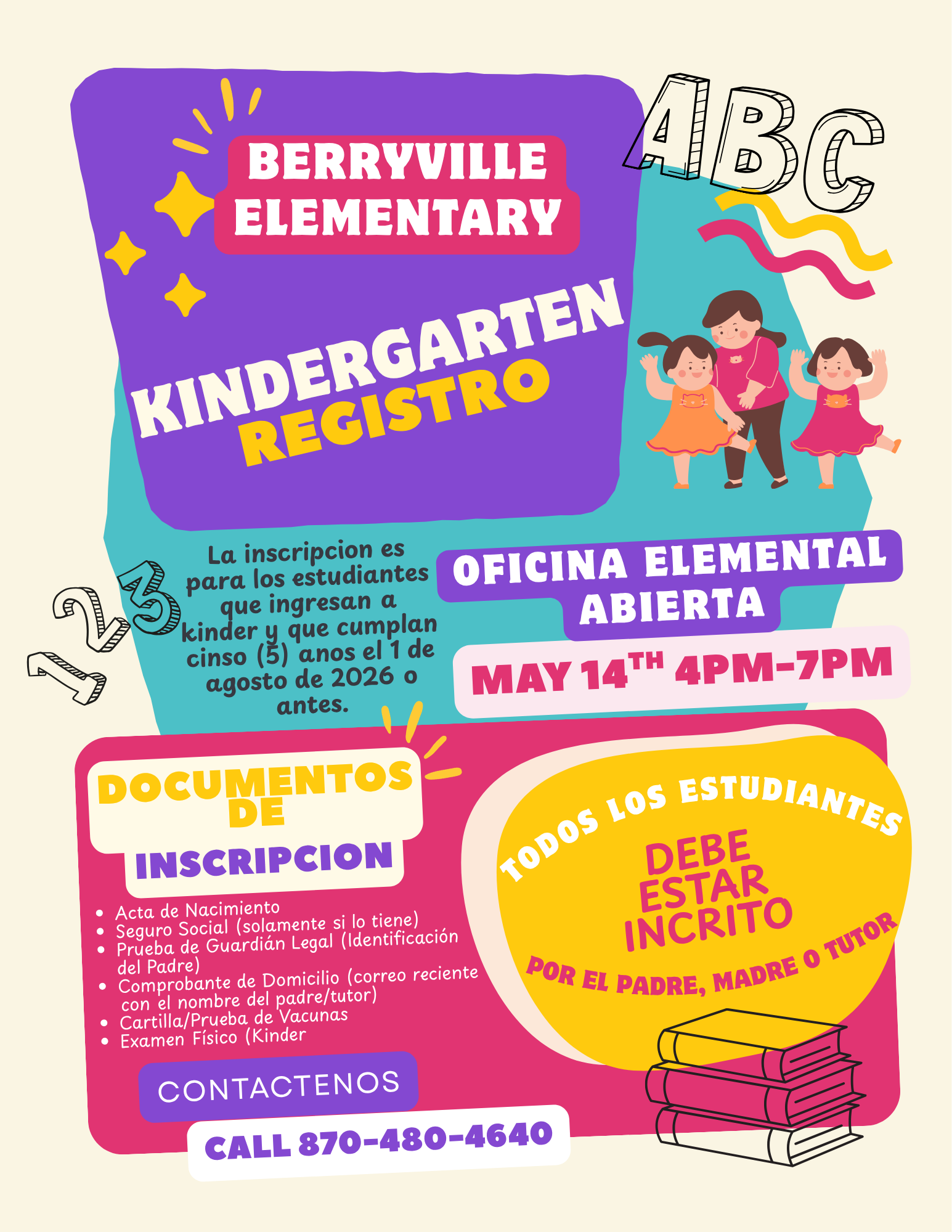 Kindergarten Registration flyer (spanish version)