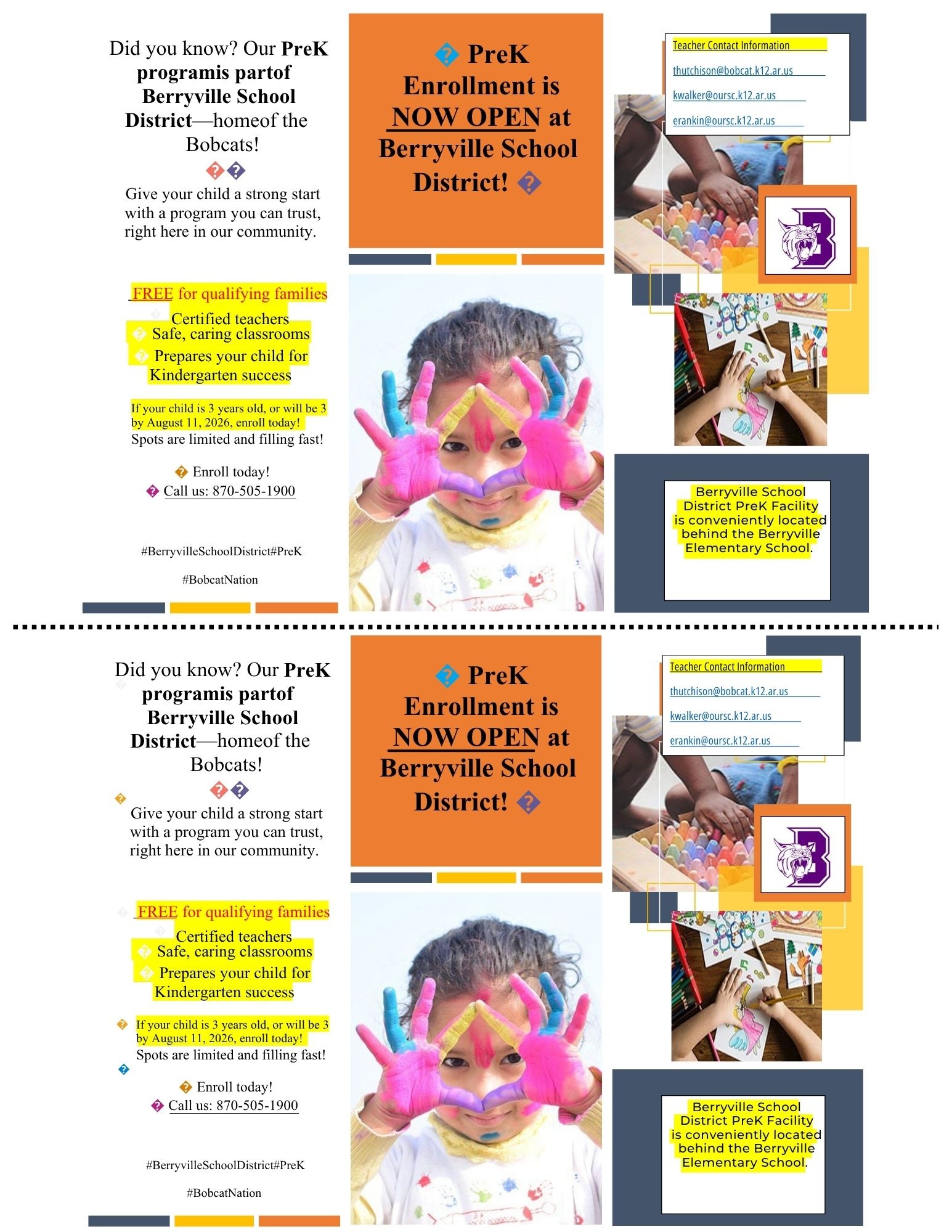 preschool registration information english & spanish version