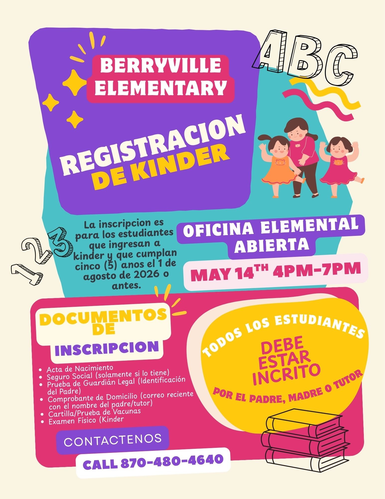 Kindergarten Registration flyer (spanish version)