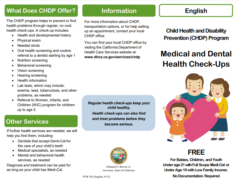 Child Health and Disability Prevention Program Flyer