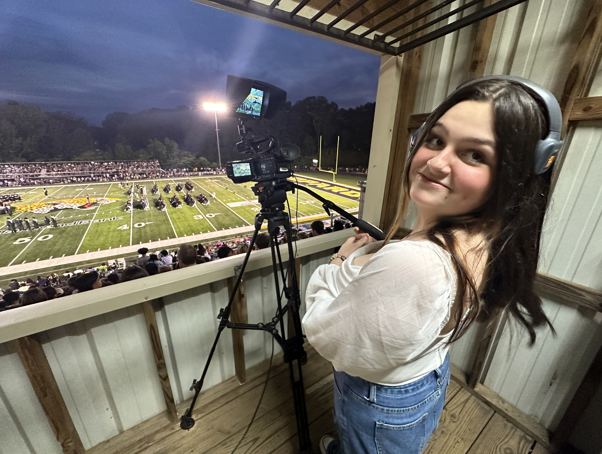 students on camera