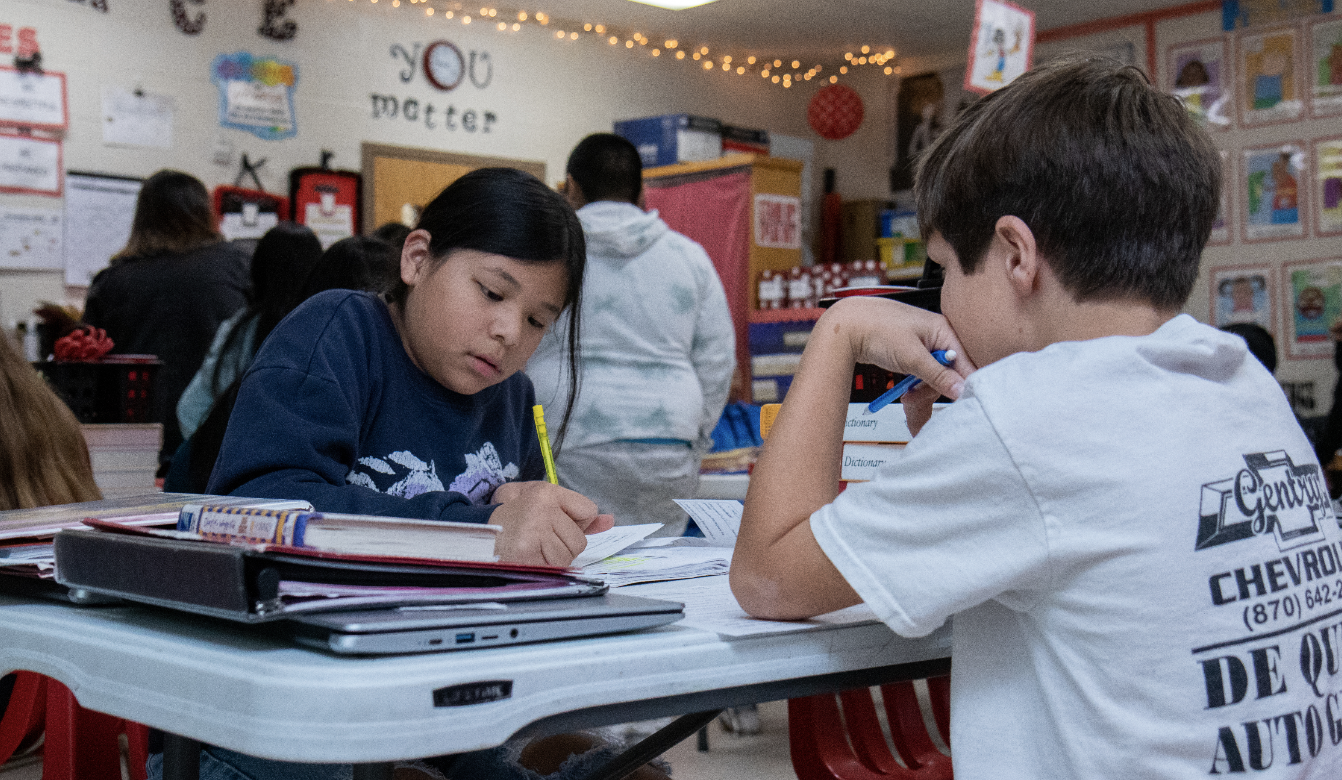 Students working