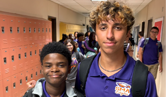 two students first day of school