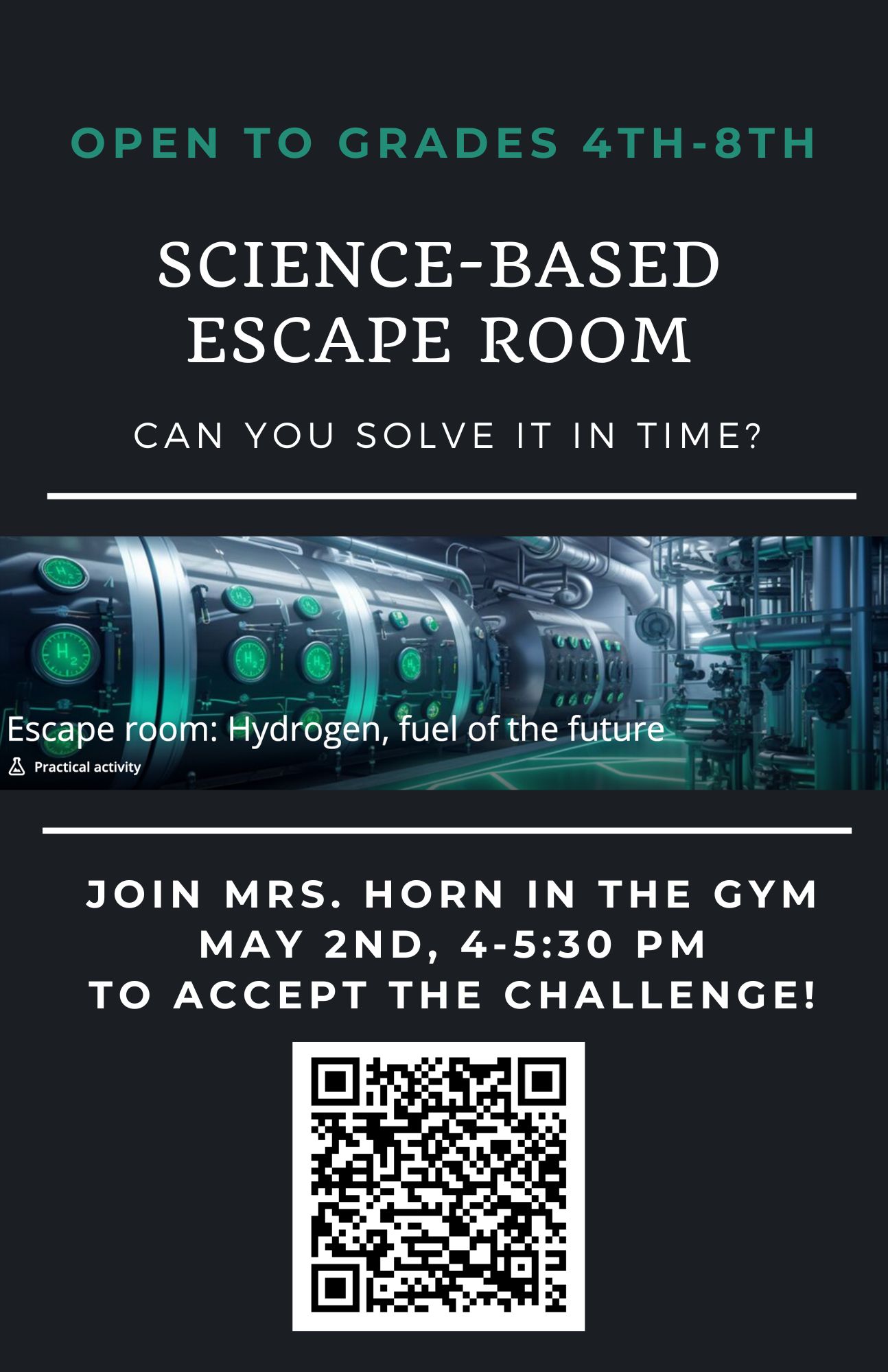 Flyer for a science based escape room