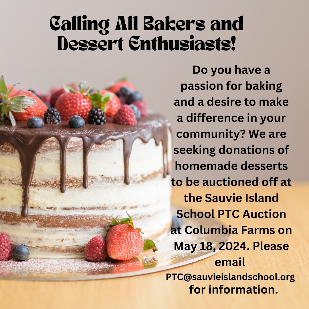 Flyer asking home bakers to contribute to the auction