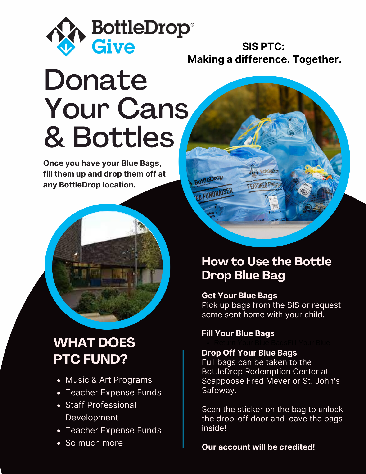 Blue bag bottle drop flyer