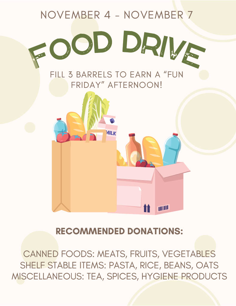 Flyer for the school food drive