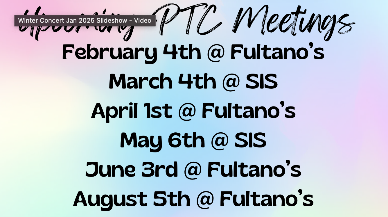 List of upcoming PTC meetings