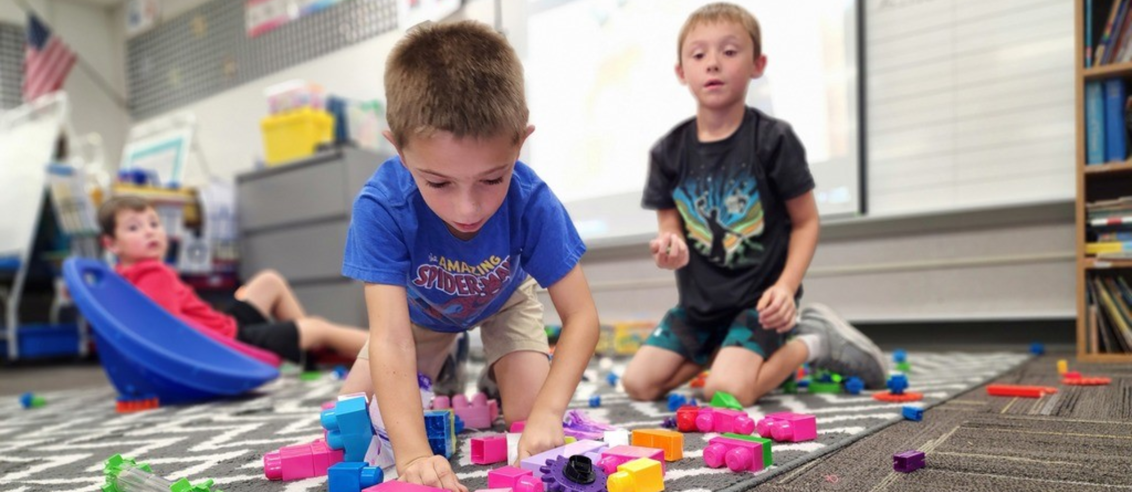 Boys building with blocks