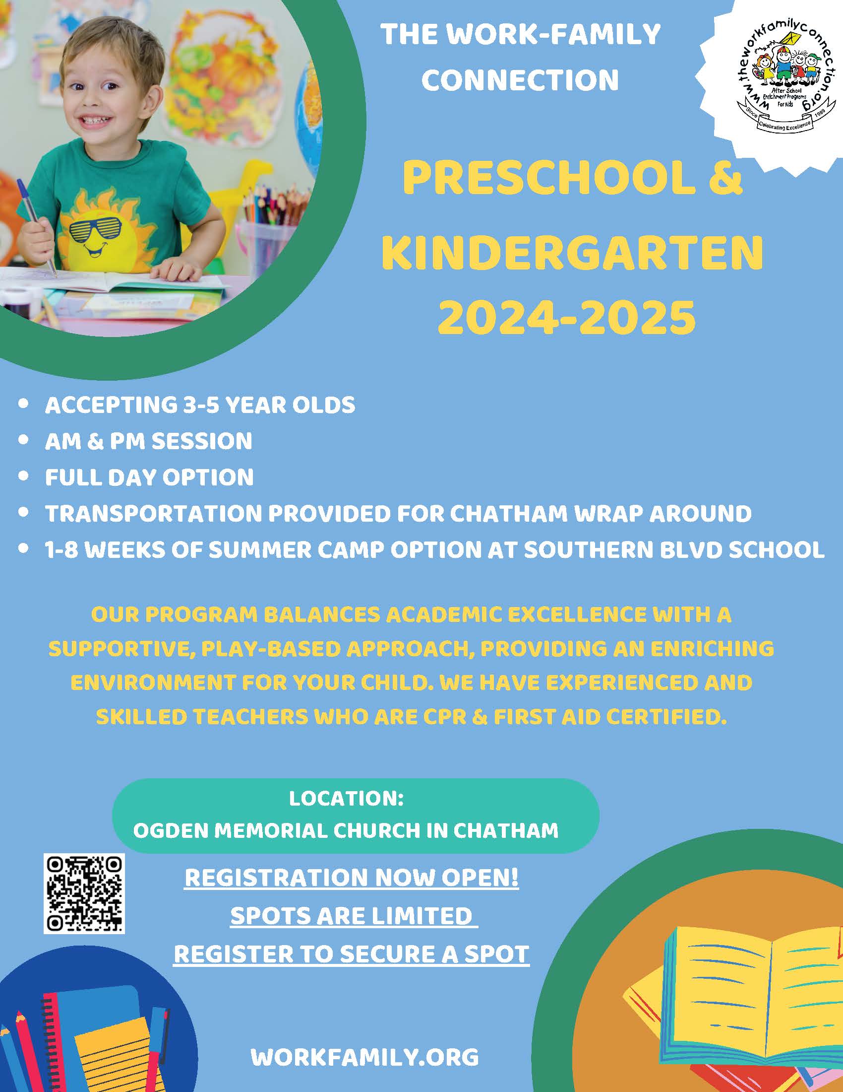 Preschool and Kingergarten Wrap Program registration open for work family connection