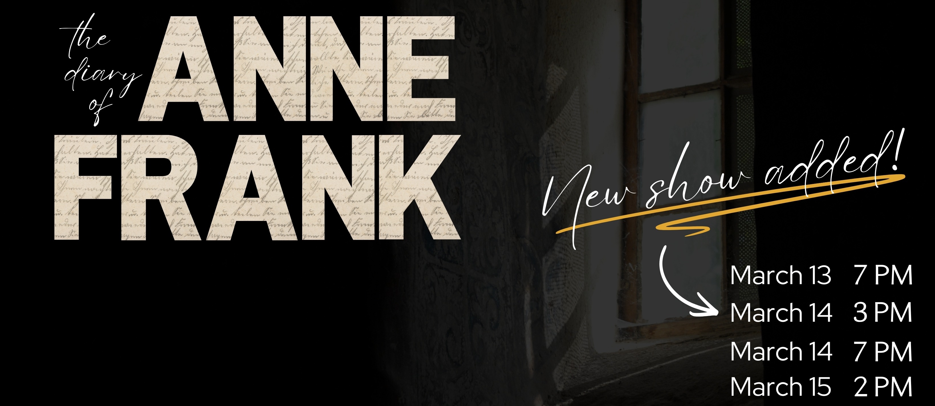 Anne Frank - Tickets at https://tickets.edgertonpac.com/