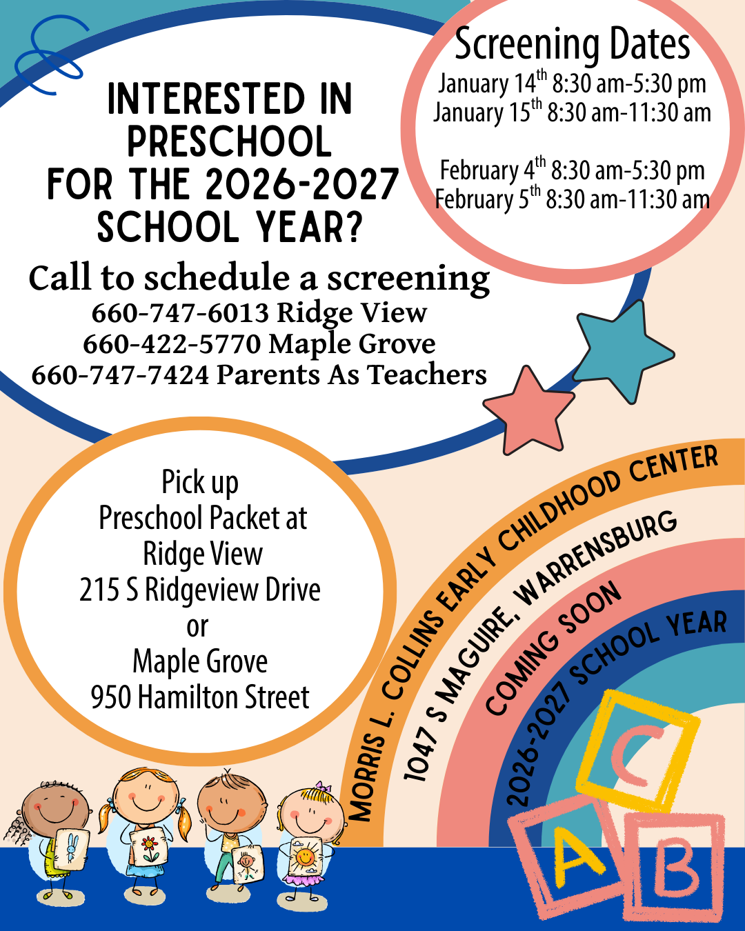 Information for preschool screenings.