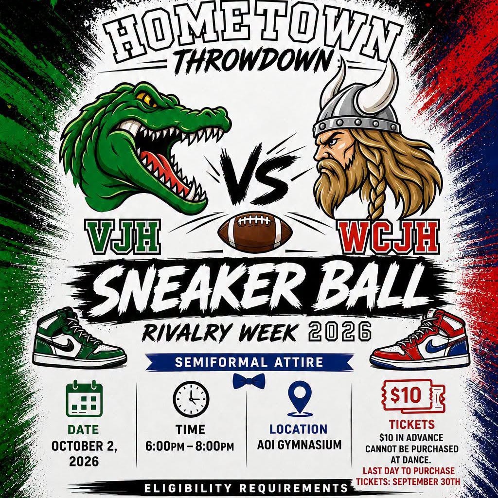 Poster for a high school football rivalry game between Vicksburg Junior High and Warren Central Junior High.
