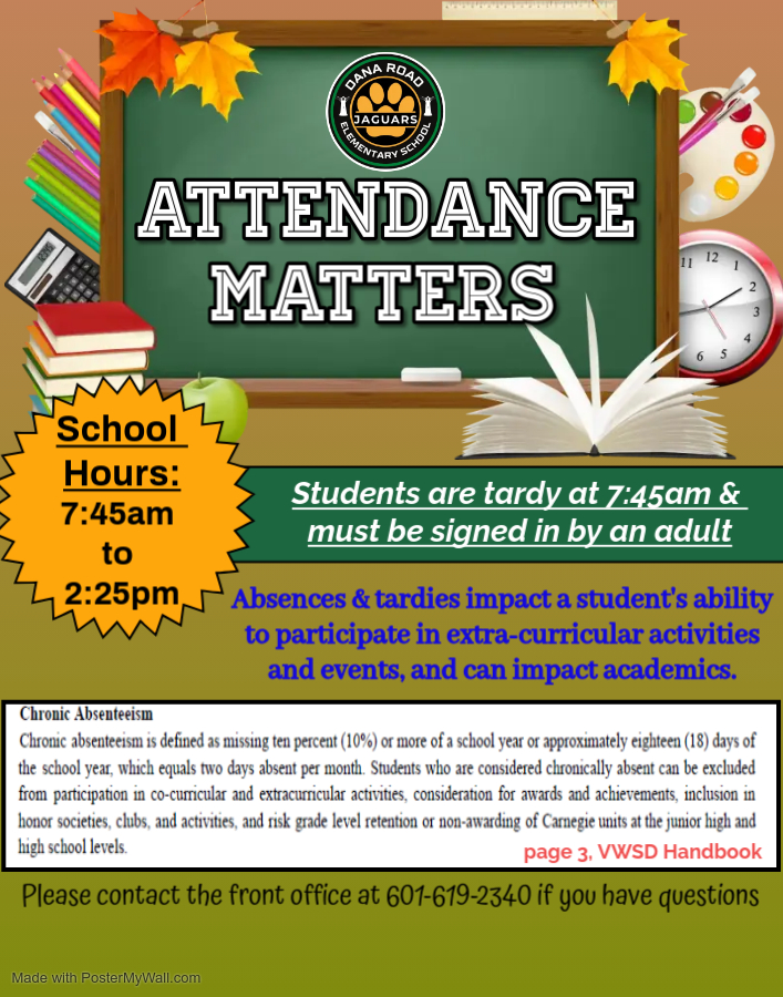 Attendance flyer detailing school times 