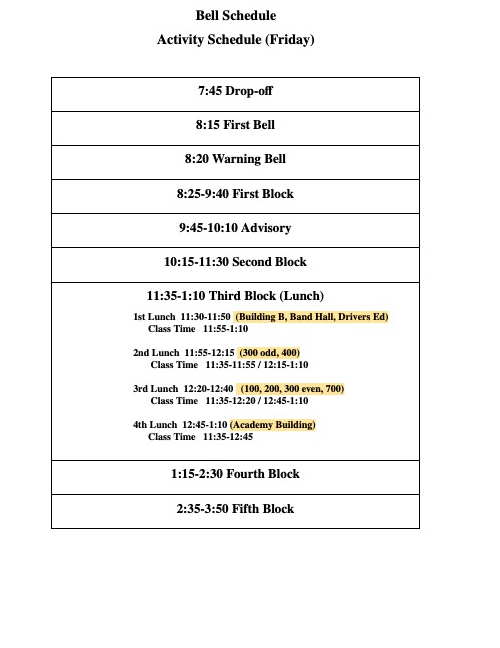 Advisory and early release schedule