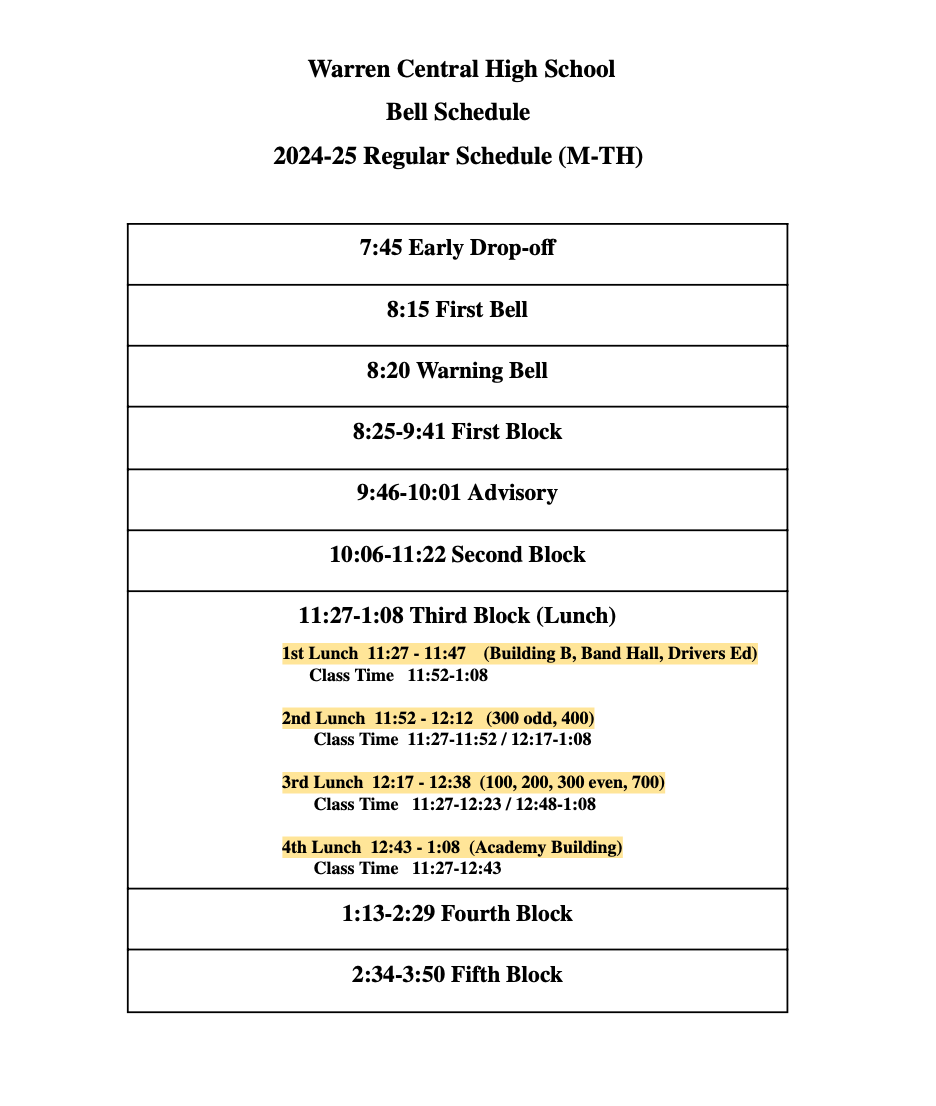 Advisory and early release schedule