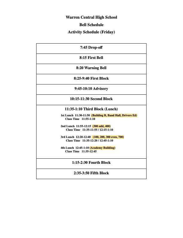 Early Release schedule