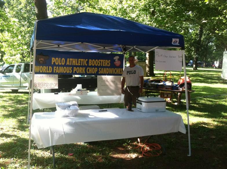 The Polo Booster Club is serving pork chop sandwiches at Oregon Trail Days in Lowden Park.