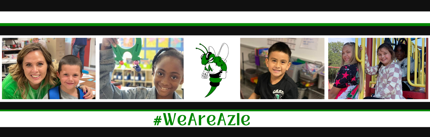 photo collage with buzzy logo and # We Are Azle