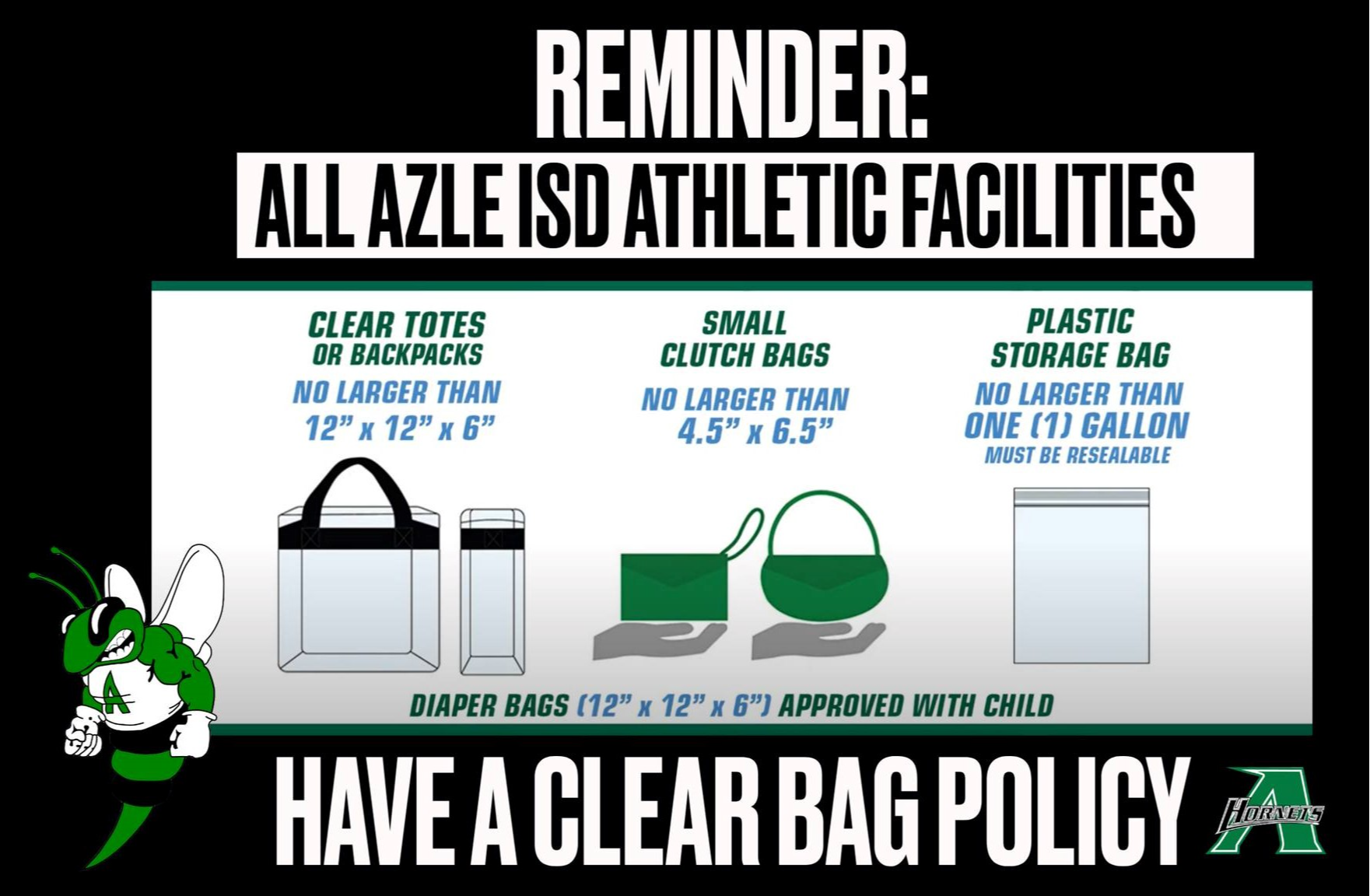 Athletics Clear Bag Policy Reminder