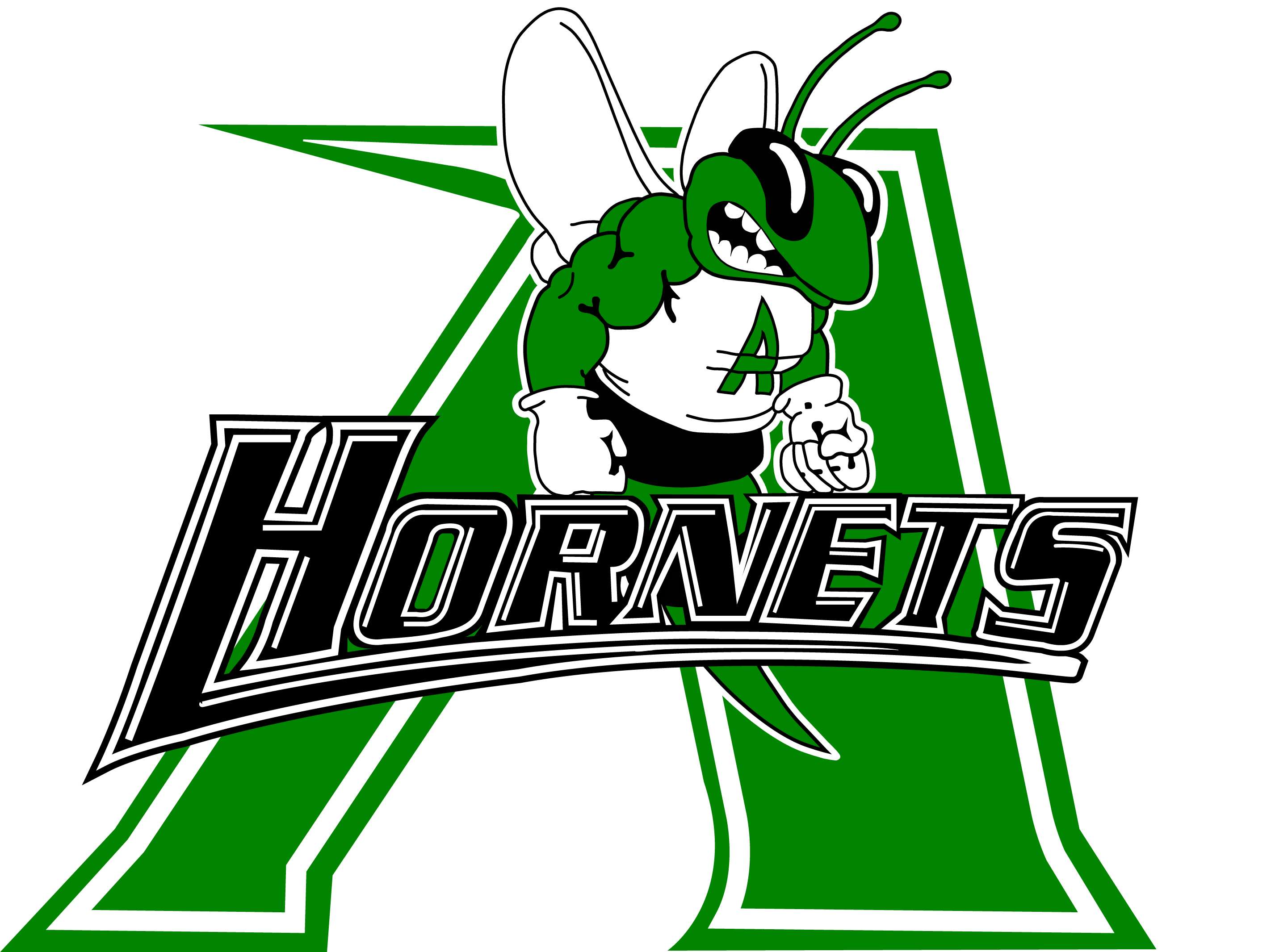 Azle Hornets - Green A Buzzy logo