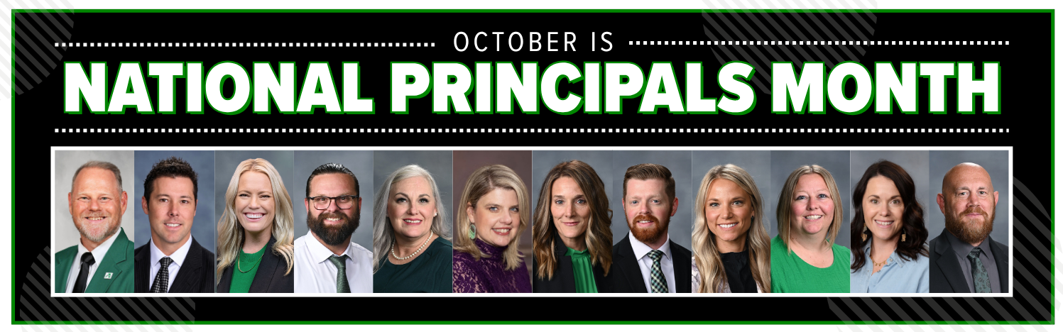 October is National Principals Month (photo collage with headshots of all Azle ISD principals)