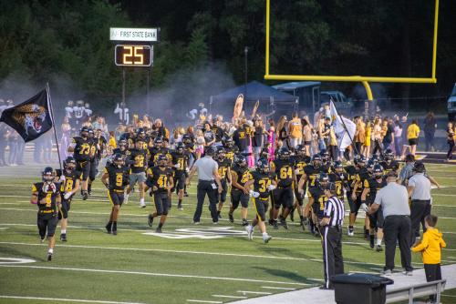 football team out on the field