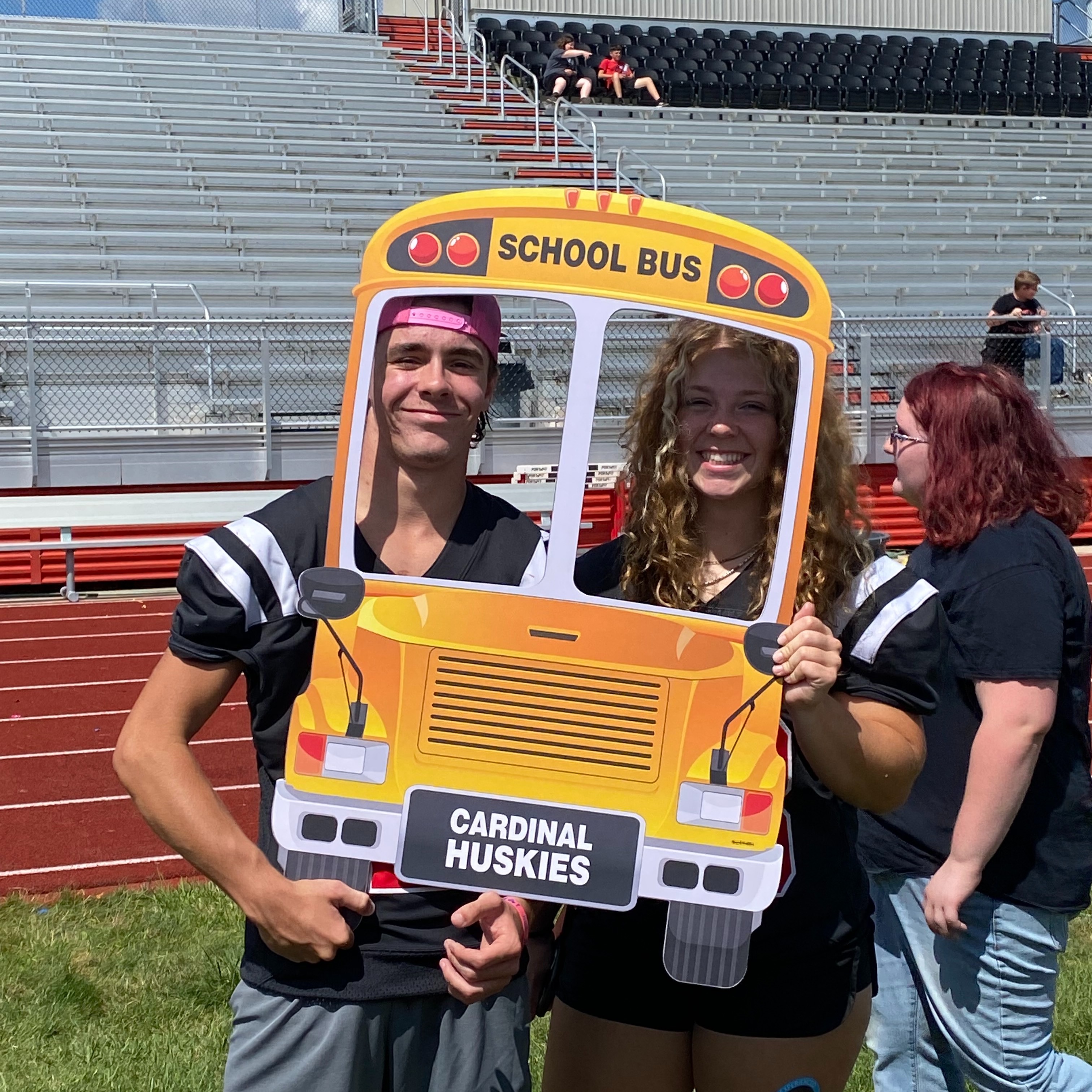 Troy C. and Rylie L. participate in the Back-to-School Bash. 