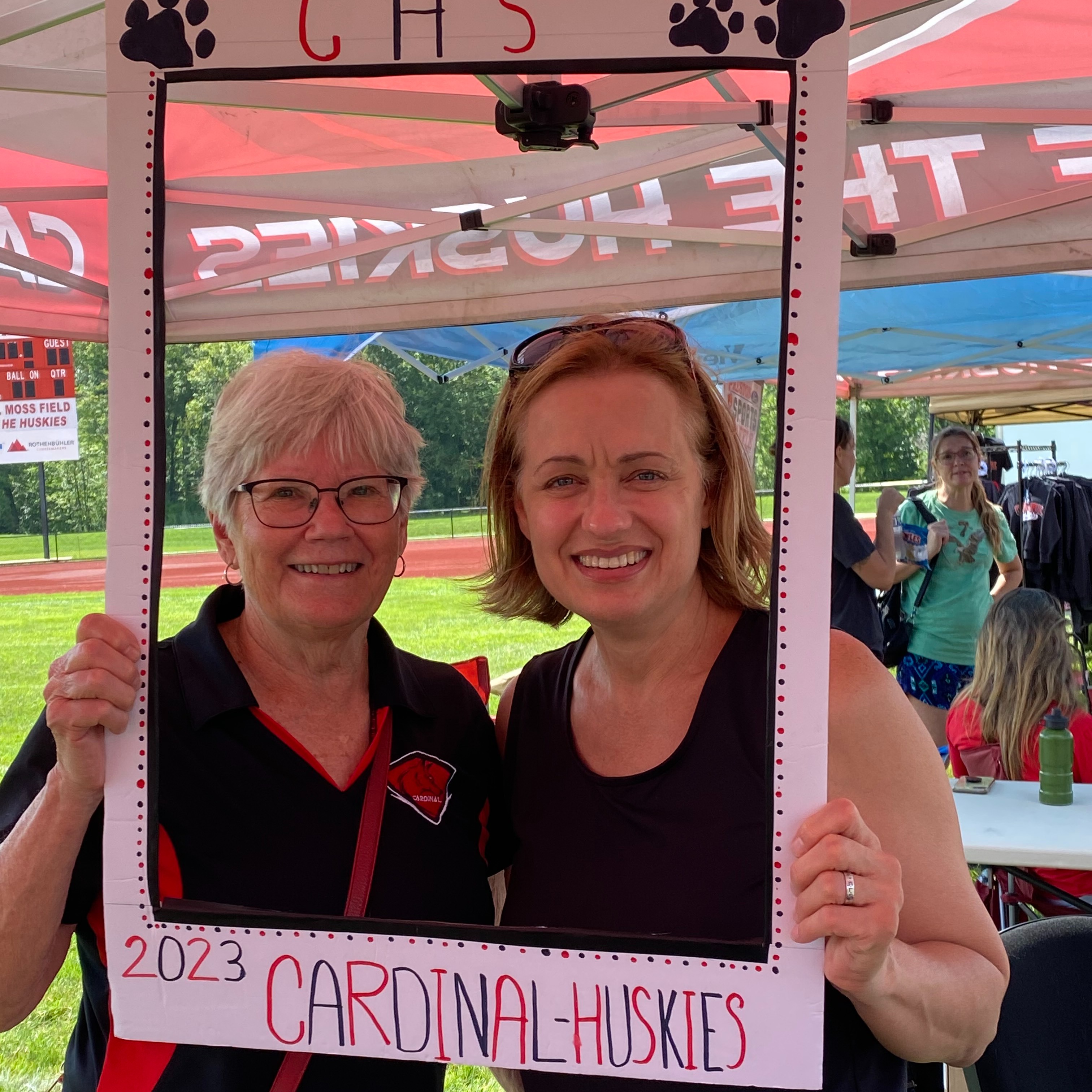 Katie Thomas and Barb Rayburn participate in the Back-to-School Bash. 