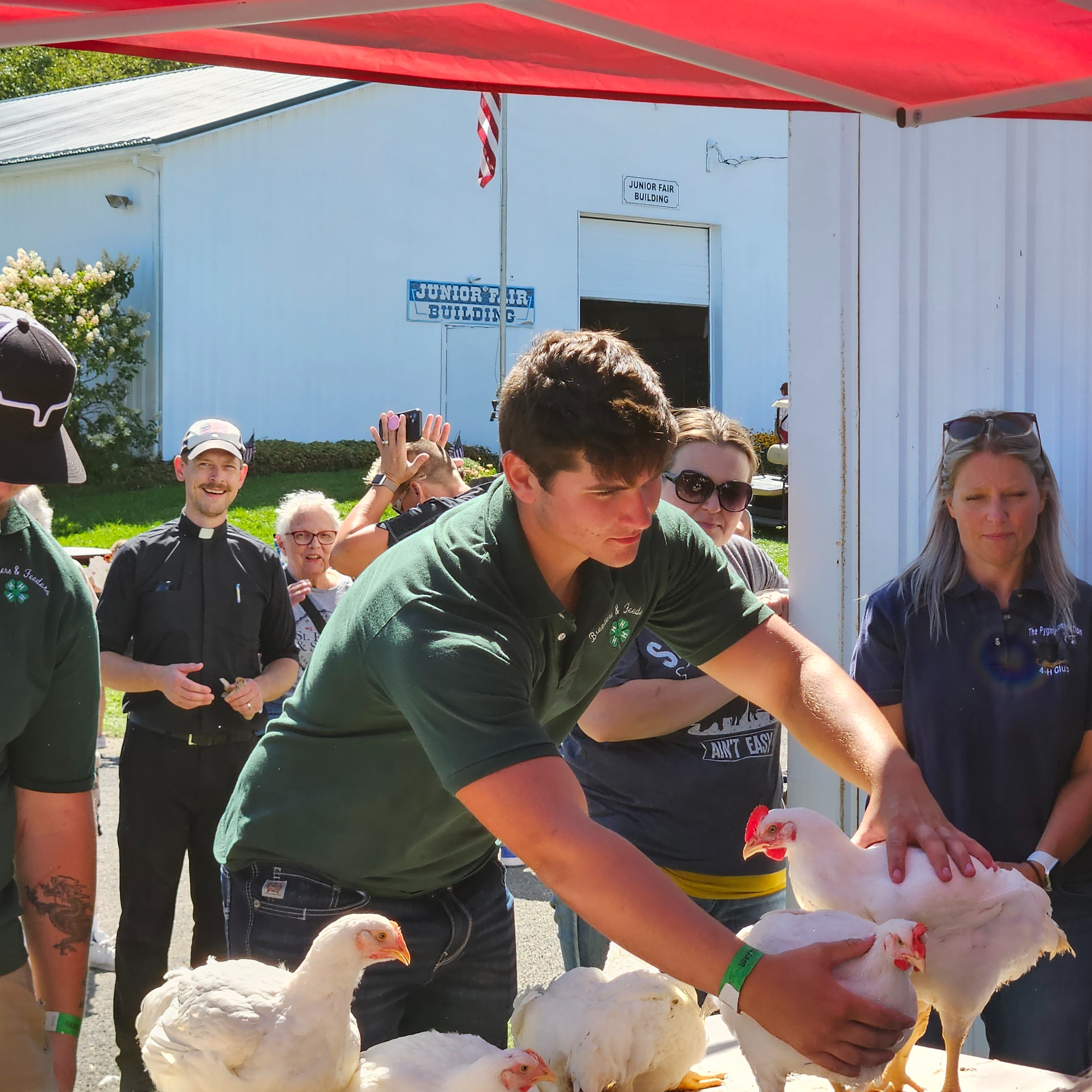 Max S. shows chickens at the Geauga County Fair. 