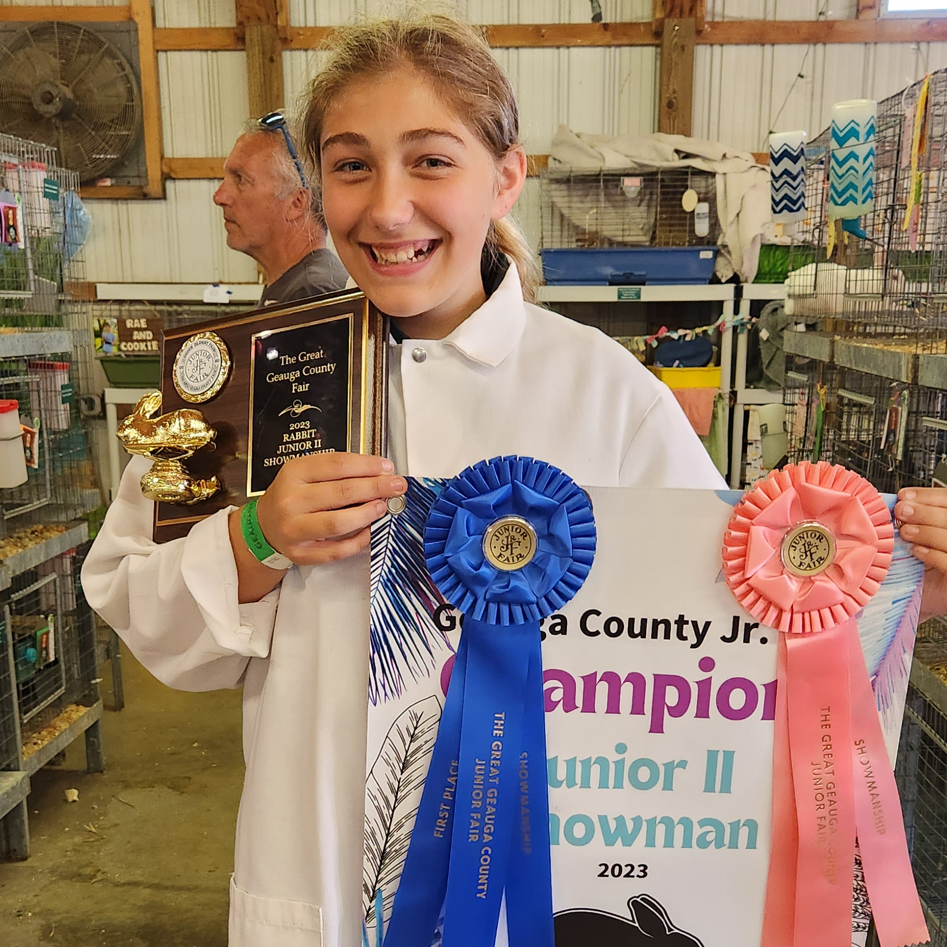 Reagan F. shows rabbits at the Geauga County  Fair.