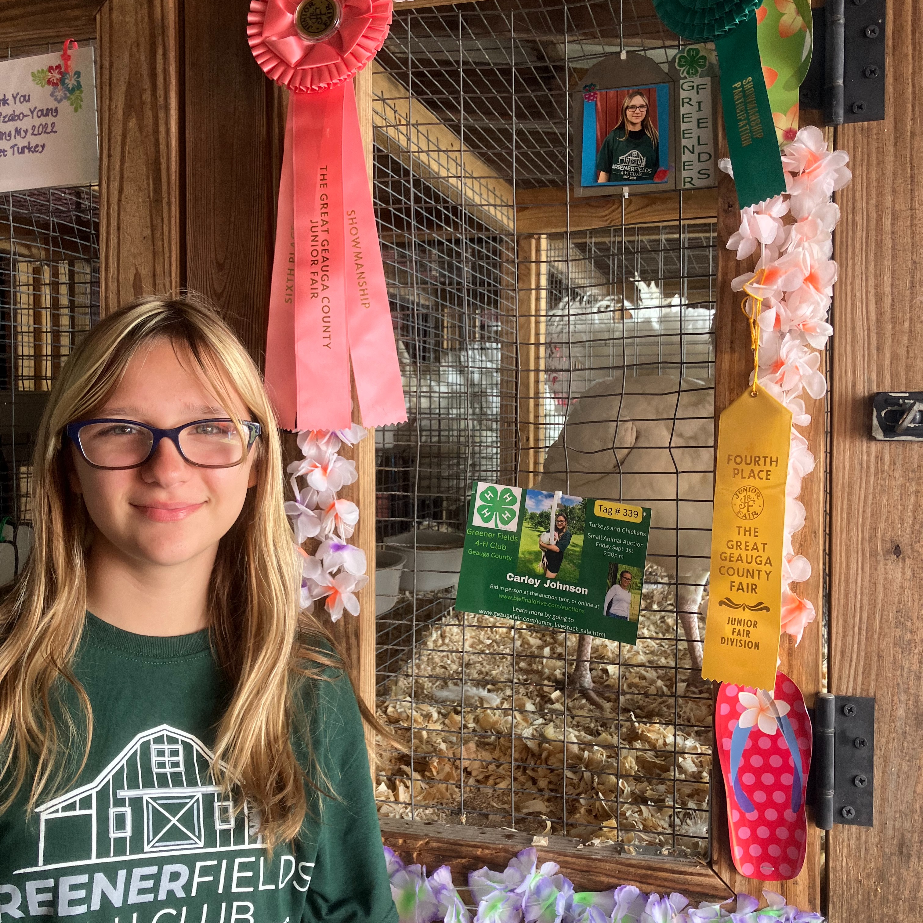 Carley J. shows turkeys at the Geauga County Fair.