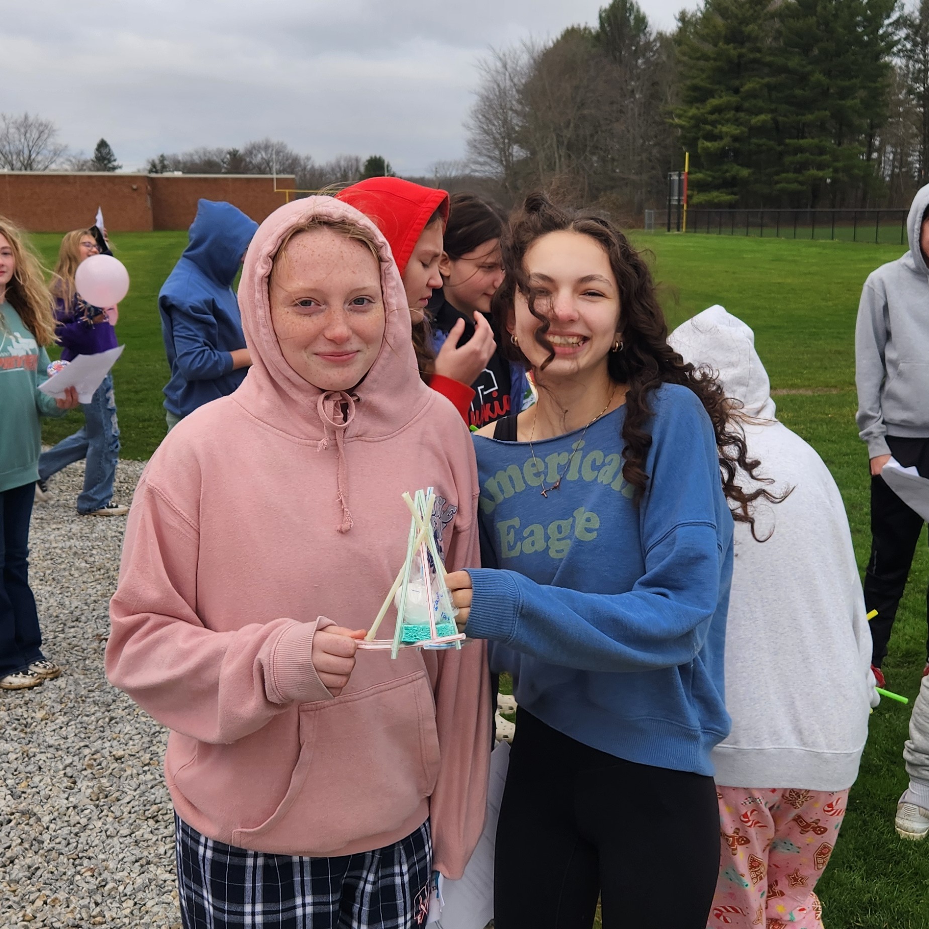 Students in 8th Grade participate in the egg drop with Mr. Clutter