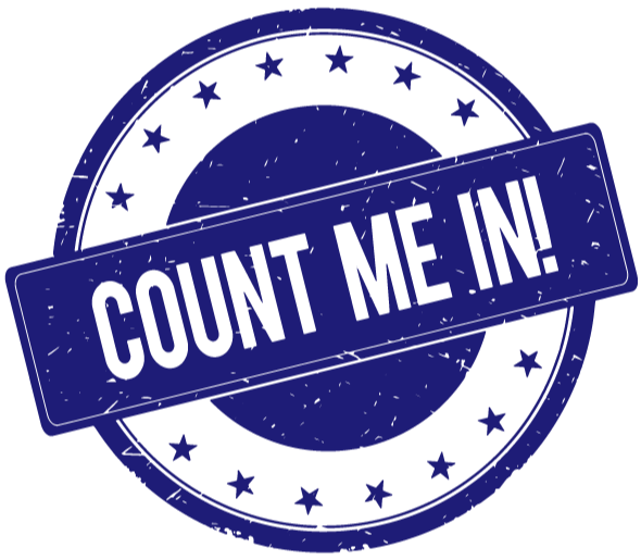 Count me in - blue sticker