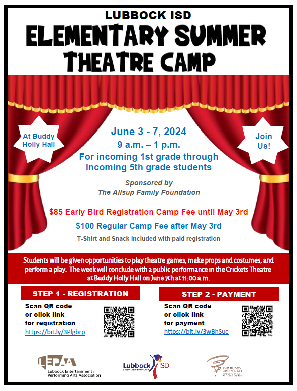 Elementary Theatre Camp Flier 2024