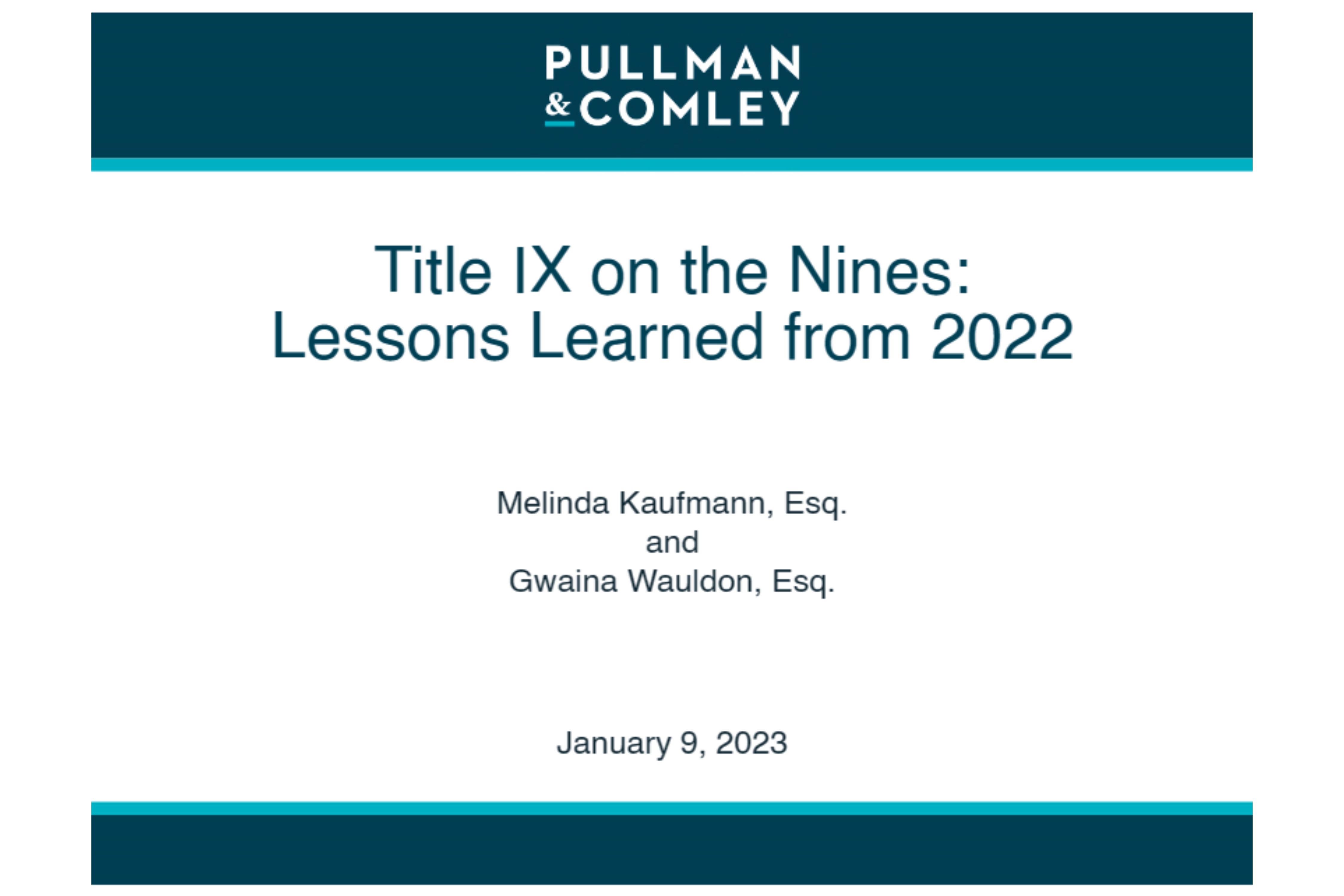 Title IX on the Nines Slide 1