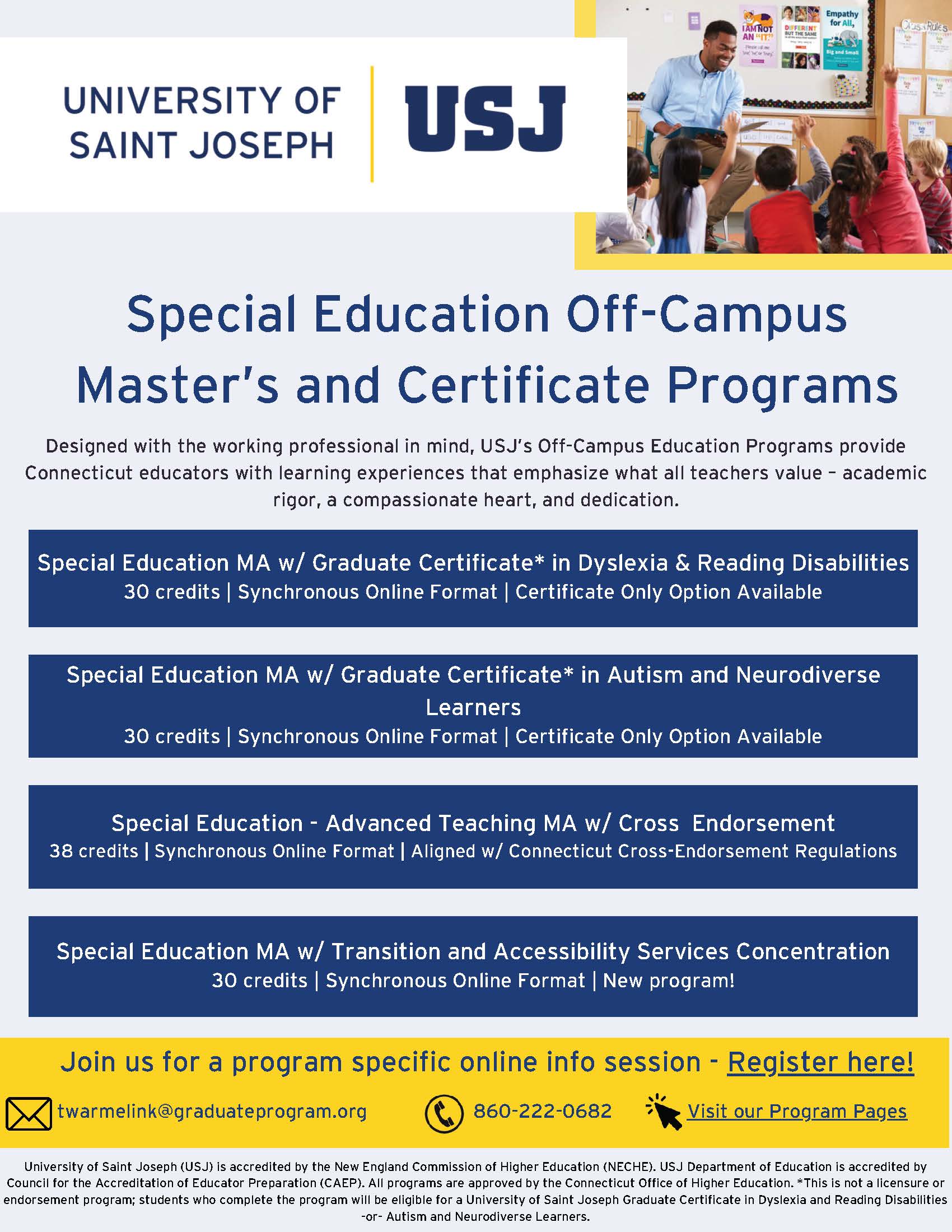 University of Saint Joseph - Special Education Off-Campus - Master’s and Certificate Programs