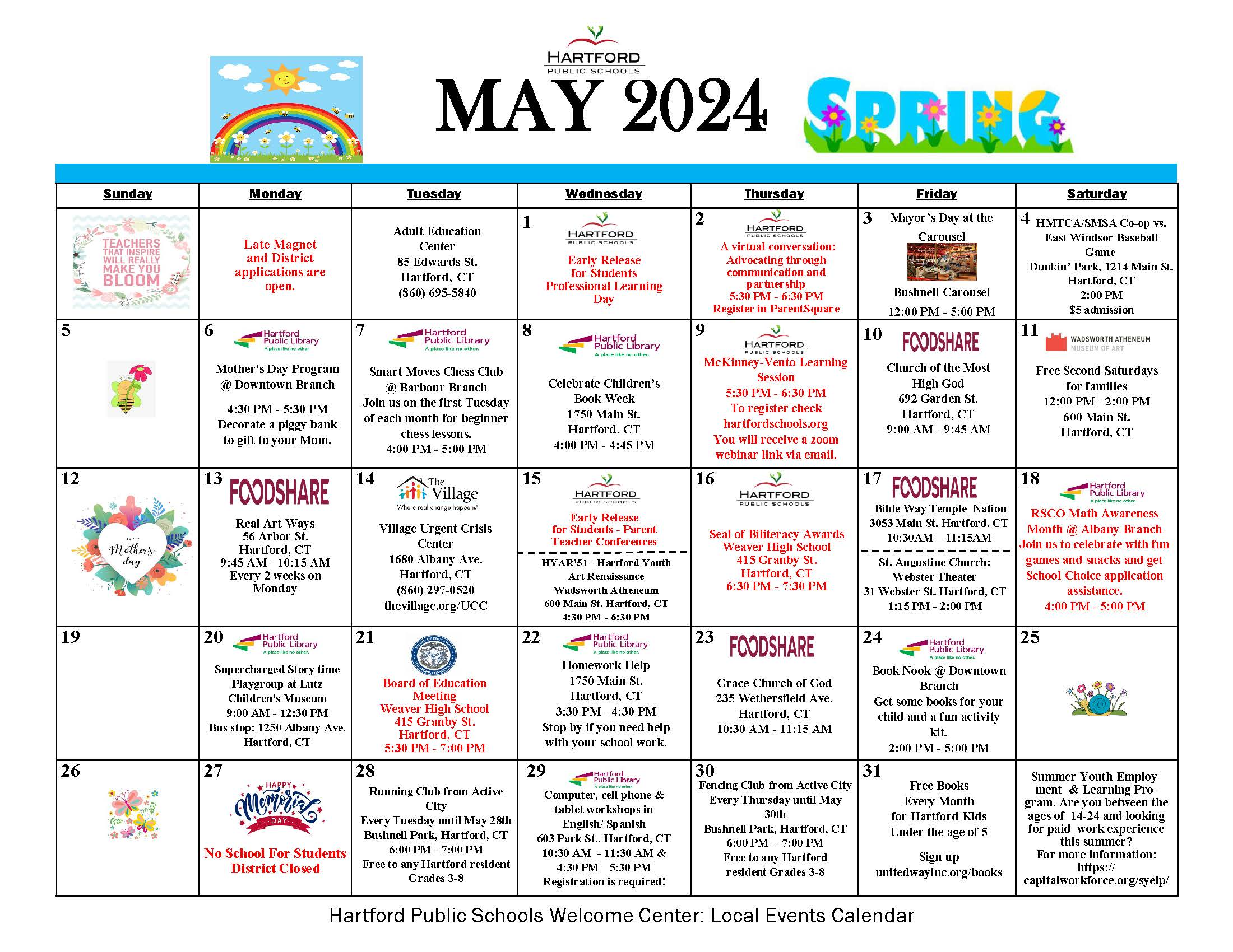 May 2024 family events calendar