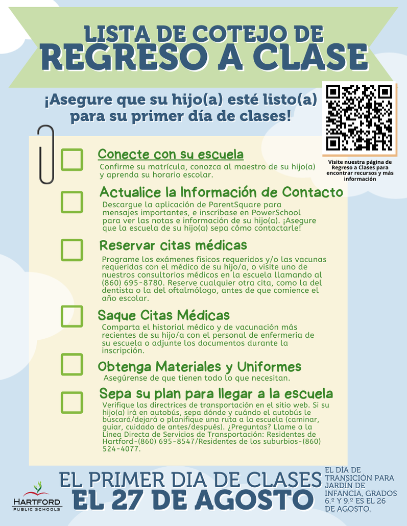 back to school checklist 2024 - Spanish