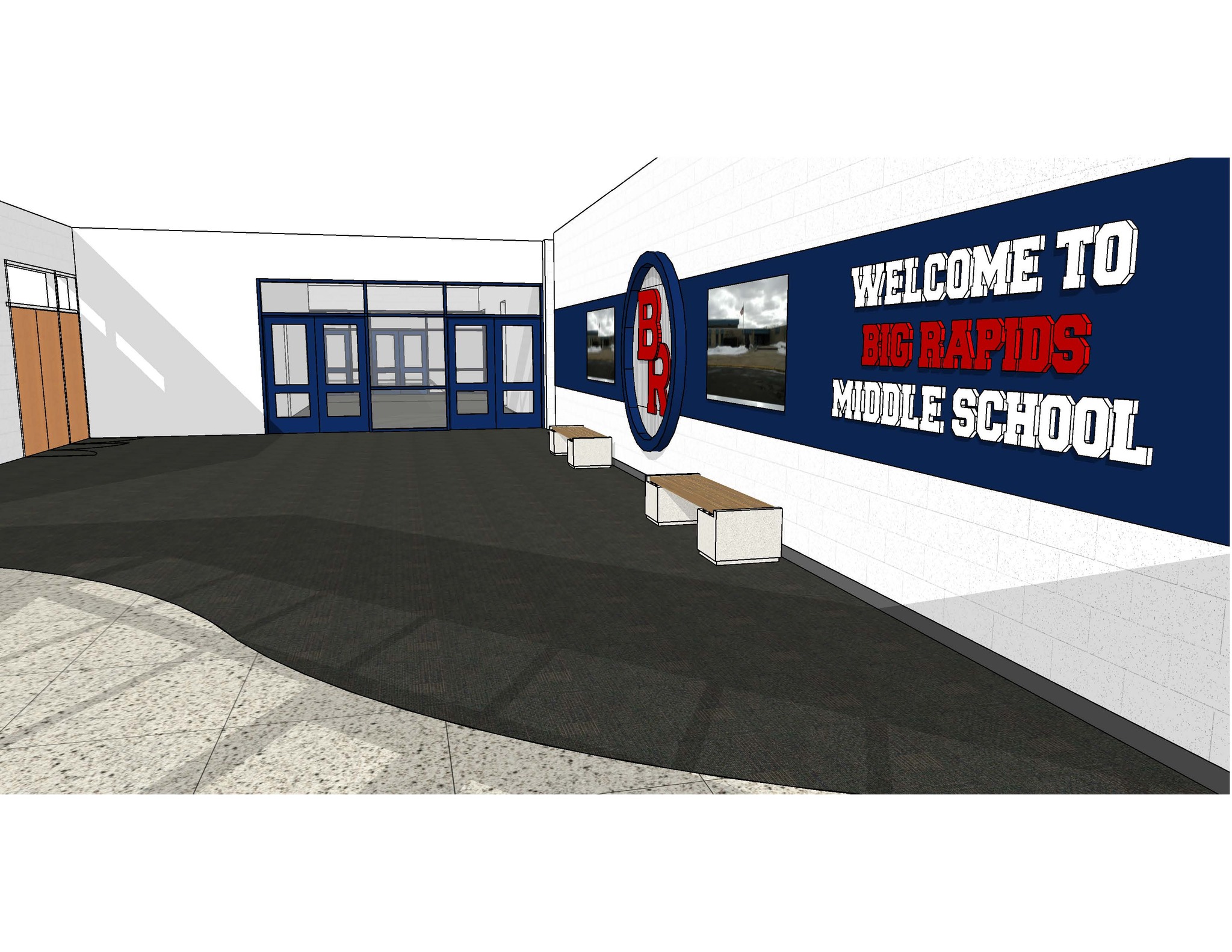 Middle School Lobby/Entry - Rendering after remodel